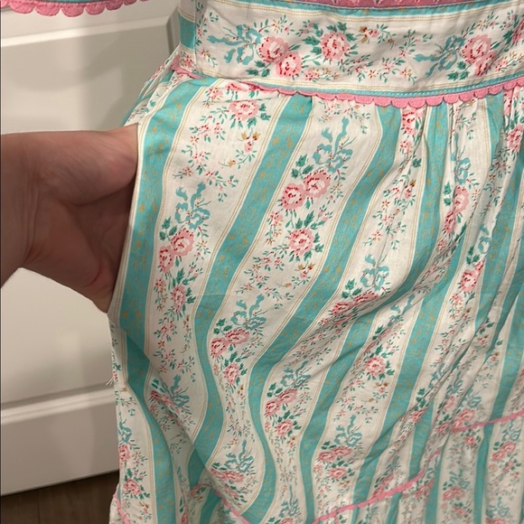 TCEC Pastel Pink Mint Green Floral Short Sleeve Cottagecore Dress Size Large - Picture 8 of 13